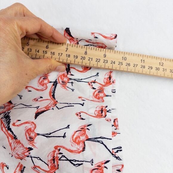 Crown & Ivy Pink Flamingo Button Up Short Sleeve Shirt L Hawaiian Tropical Bird - Picture 8 of 13